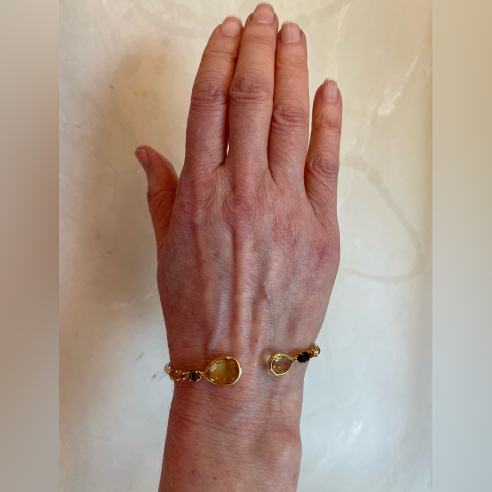 NWT Ippolita Rock Candy Citrine Smoky Quartz 18K Yellow Gold Bangle Size Small - Picture 2 of 9